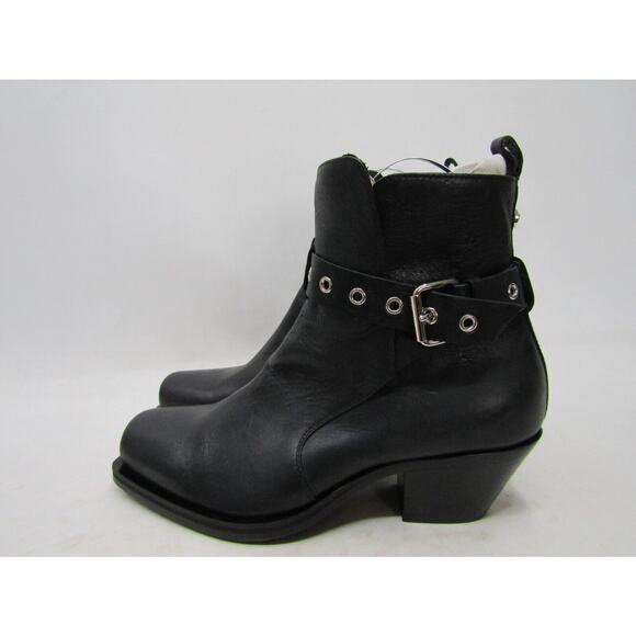 Versace Mens Size 43 EUR Black Leather Buckle Square Toe Ankle 6